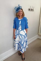 Bluebell/Ivory dress and matching jacket #3006