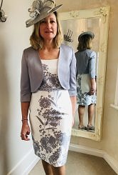Silver /Ivory flower print dress and jacket #495
